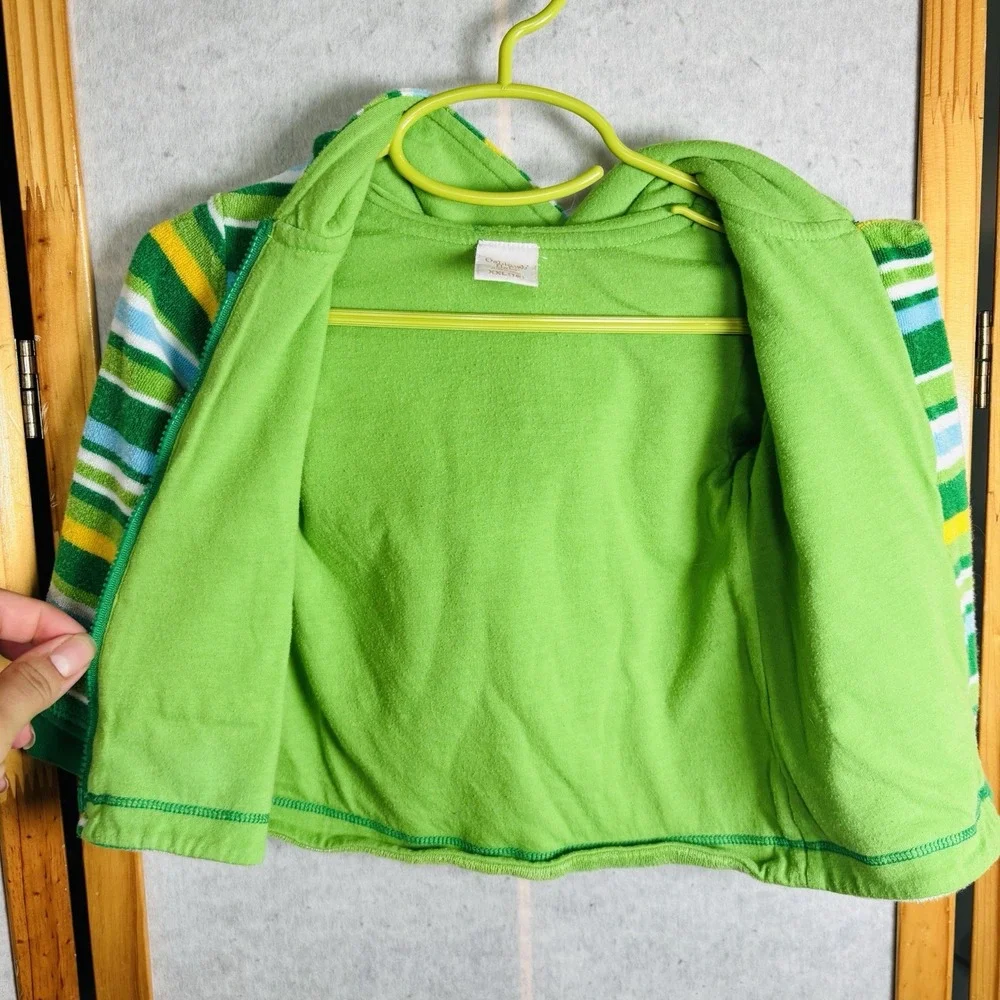 OshKosh Baby Terry Striped Fleece Jacket Jumper Light Green‎ Size XXL 12-18M